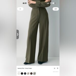 Aritzia Dark Olive Wide-Leg Trousers